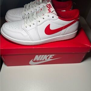 Air Jordan 1 Retro Low OG Nike Red and White Low-Top Sneakers